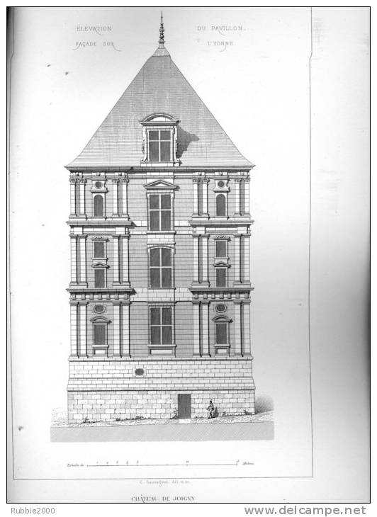 CHATEAU DE JOIGNY 1867 YONNE PAR CLAUDE SAUVAGEOT TEXTE ET 3 PLANCHES ARCHITECTURE - Architecture