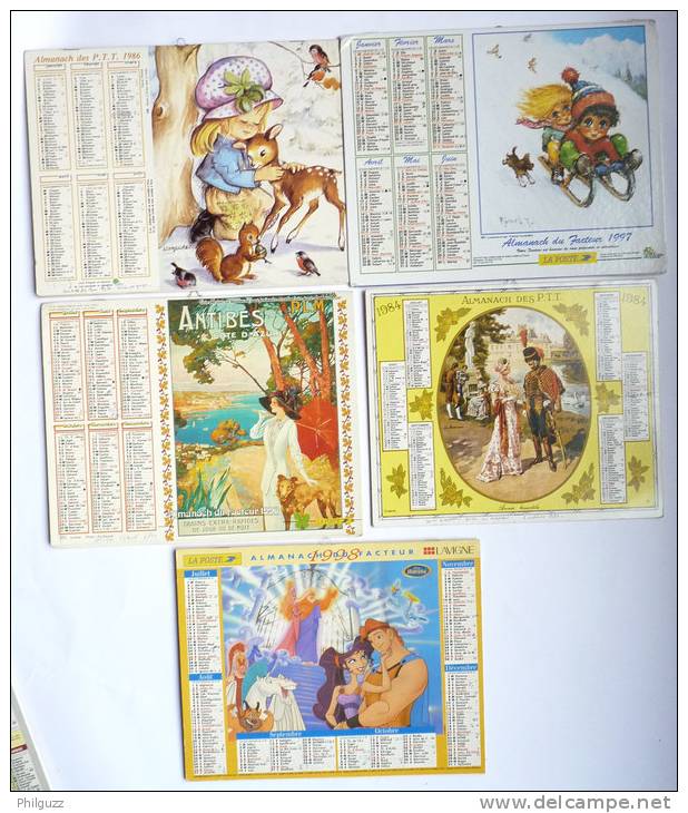 LOT DE 14 CALENDRIERS ALMANACHS DES PTT THEMES DIVERS, ENFANTS, FLEURS, ANIMAUX, ILLUSTRATEURS DE 1984 à 2004 Calendrier - Autres & Non Classés