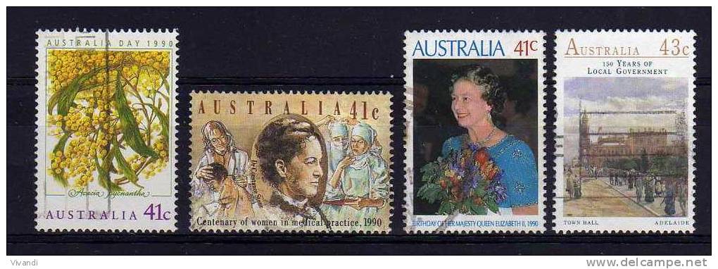 Australia - 1990 - 4 Single Stamp Issues - Used - Oblitérés