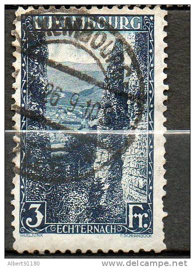 LUXEMBOUG  Vue D'Echternach 3f Bleu Foncé 1923 N°145 - 1921-27 Charlotte Voorzijde