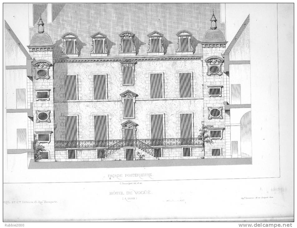 HOTEL DE VOGUE A DIJON 1867 COTE D OR PAR CLAUDE SAUVAGEOT TEXTE ET 25 PLANCHES ARCHITECTURE - Architectuur