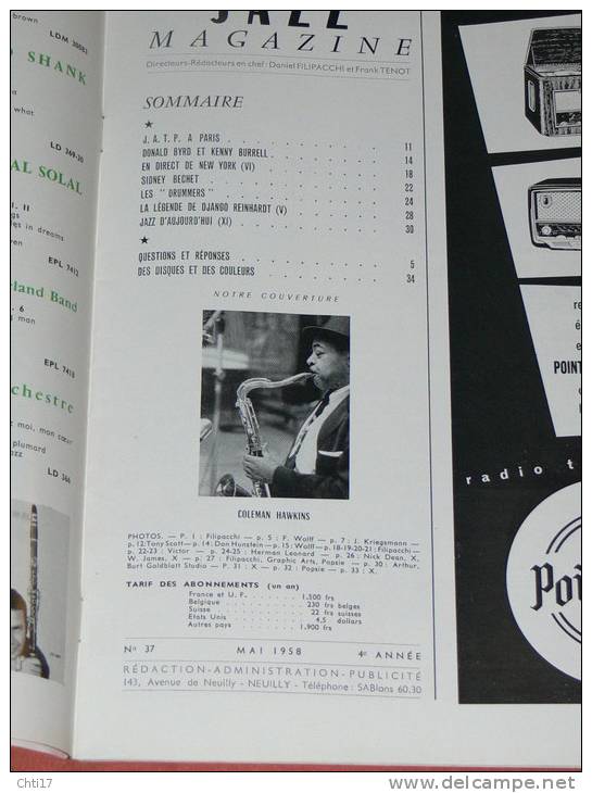 JAZZ MAGAZINE  MAI  1958  N° 37 /DONALD BURD KENNY BURREL / SIDNEY BECHET / DJANGO REIHNARDT - Music