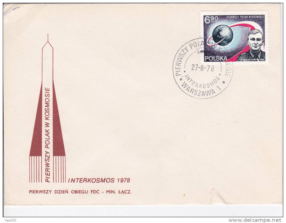 SPACE, ROCKET, INTERKOSMOS, PIERWSKY POLAK W.KOSMOSLE, COVER, FDC, 1979, POLAND - FDC