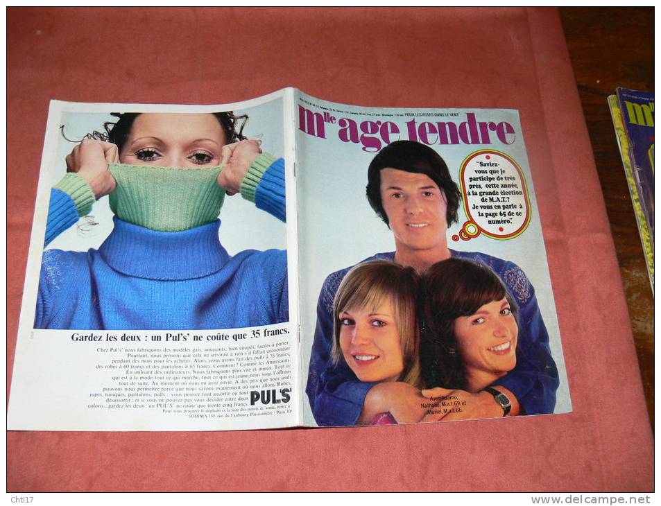 MLLE AGE TENDRE 1970   MARS  N° 64 / ADAMO / COUPLES  MODE ET BEAUTE - Musique