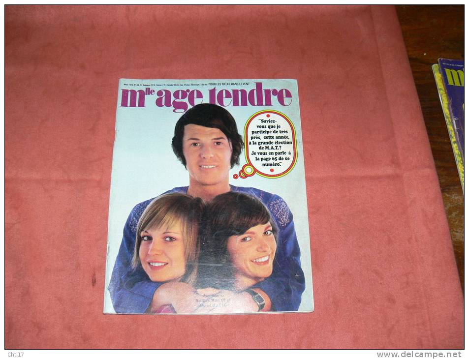 MLLE AGE TENDRE 1970   MARS  N° 64 / ADAMO / COUPLES  MODE ET BEAUTE - Musique