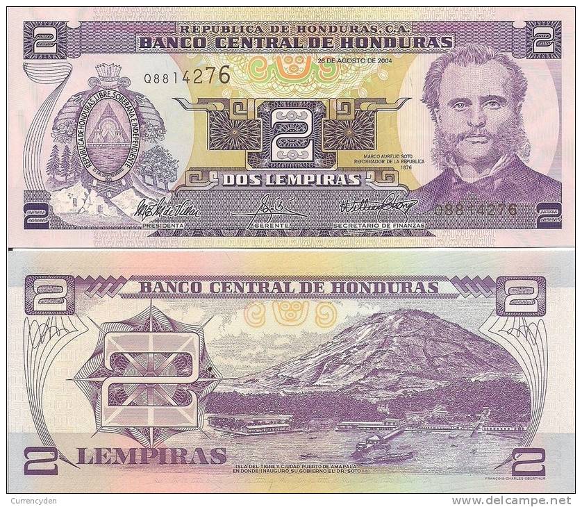 Honduras P80A, 2 Lempira, Soto / Port Of Amapala On Tigre Island - Honduras