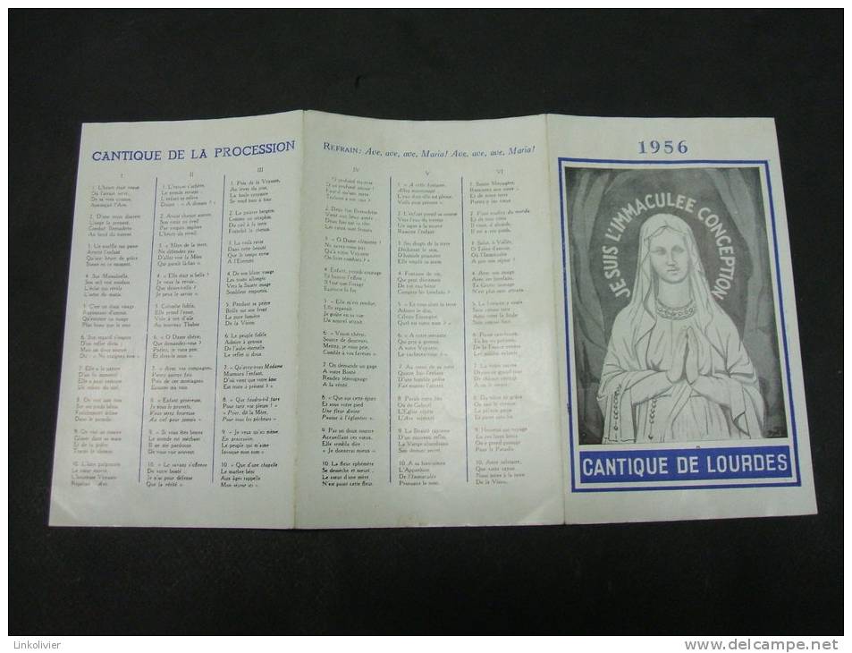 Image Pieuse, Dépliant : Cantique De Lourdes / Bijoux Fix - 1956 - Devotion Images