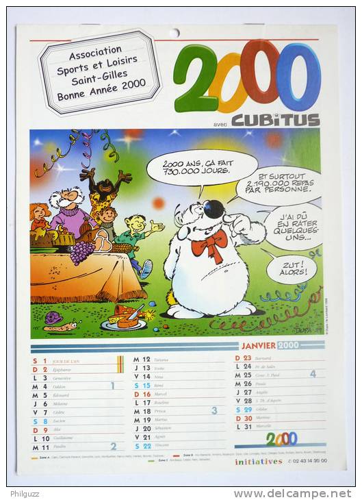 CALENDRIER ASSOCIATION SPORT ET LOISIRS SAINT-GILLES 2000 - CUBITUS - DUPA - Agendas & Calendriers