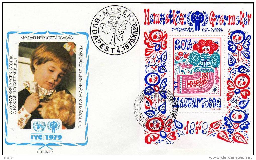 UNO Jahr Des Kindes 1979 Märchen Ungarn Block 141 Auf FDC 9€ Gute Fee Ilona Blocchi Bf Cover Children Sheet Of Hungaria - FDC