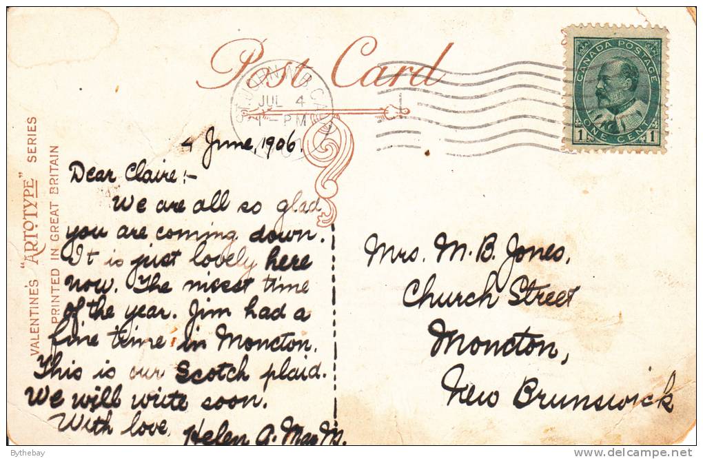 Clan Murray, Blair Castle, The Seat Of The Murrays Postmark: St. John, NB Jul 4 1907 - Perthshire