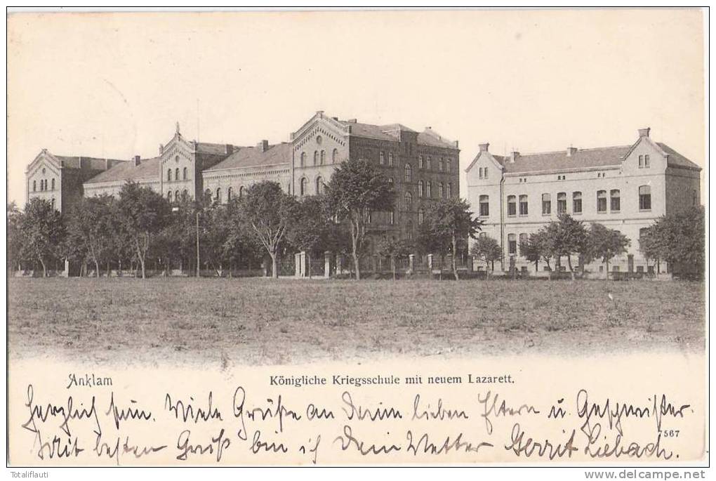 Anklam Königliche Kriegsschule Mit Neuem Lazarett 22.3.1906 Gelaufen - Anklam