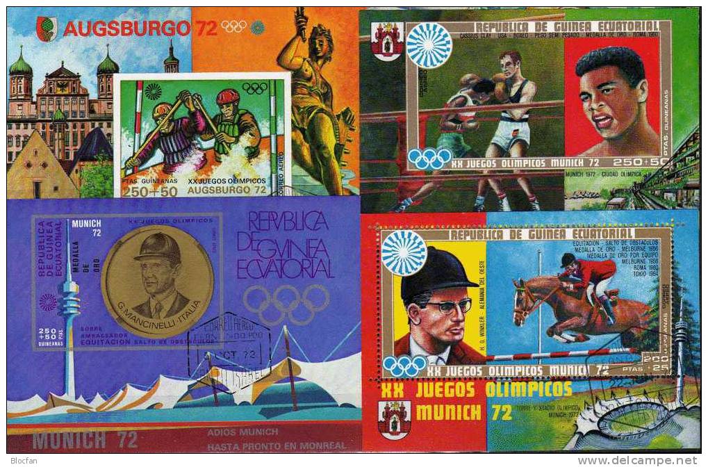 Sport-Motiv Äqatorial Guinea 8 Block **/o 17€ Olympia Reiten Lauf Boxen Flying Kanu Segeln Dressur Sport Sheet Bf Africa - Collections (en Albums)