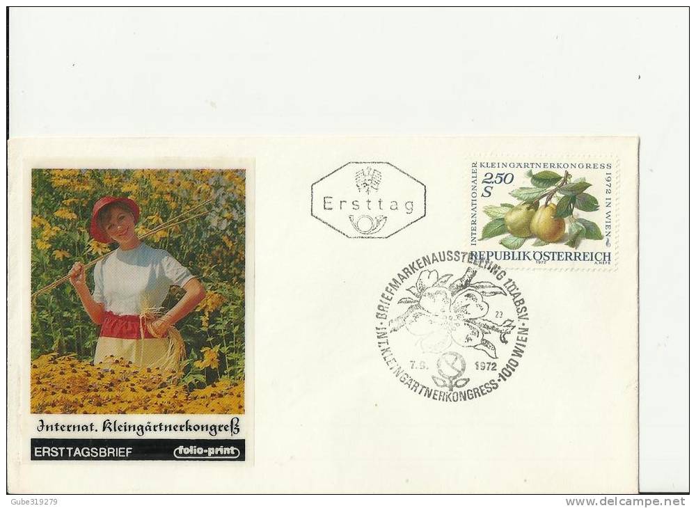 AUSTRIA 1972 – FDC INTERNATIONAL ALLOTMENT HOLDER CONGRESS (DES 2) PEAR BRANCH W 1 ST OF 2,50  SH POSTM VIENNA  SEP 7 RE - FDC