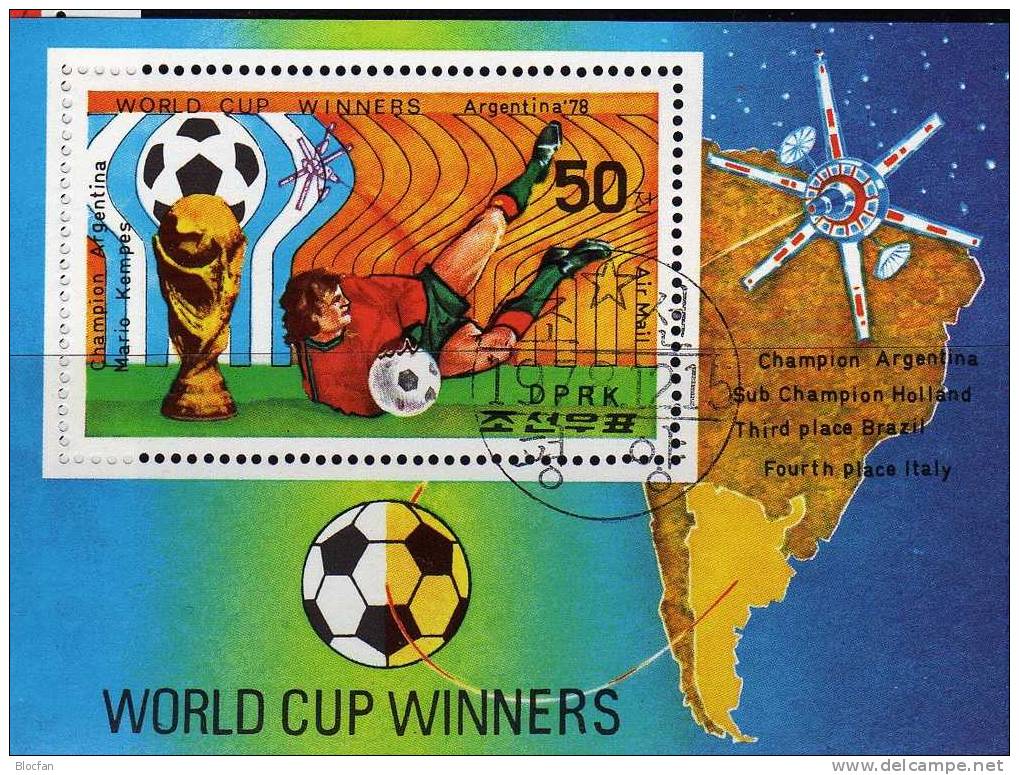 Gewinner Der Fussball WM Korea 1777/80, 2xKB + Block 52 O 13€ Plätze Von 1978 Foglietti Sport Bloc Soccer Sheet Bf Corea - 1978 – Argentine