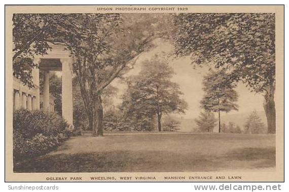 West Virginia Wheeling Oglebay Park Mansion Entrance And Lawn Albertype - Wheeling
