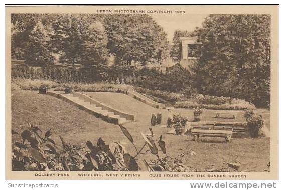 West Virginia Wheeling Oglebay Park Club House From The Sunken Garden Albertype - Wheeling