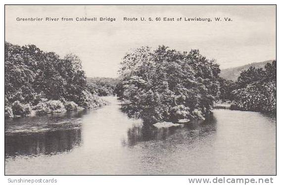 West Virginia Lewisburg Greenbrier River From Caldwell Bridge Albertype - Andere & Zonder Classificatie