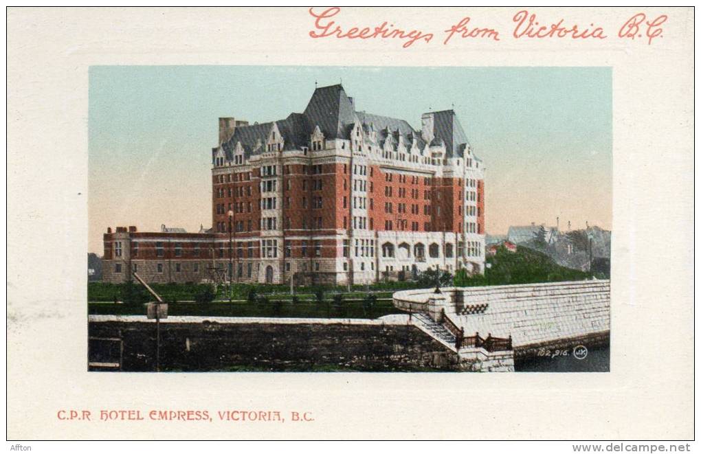 Greetings From Victoria BC CPR Hotel Empress 1905 Postcard - Victoria