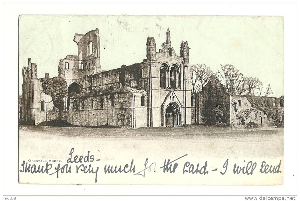 Cp, Angleterre, Kirkstall Abbey, Voyagée 1903 - Leeds