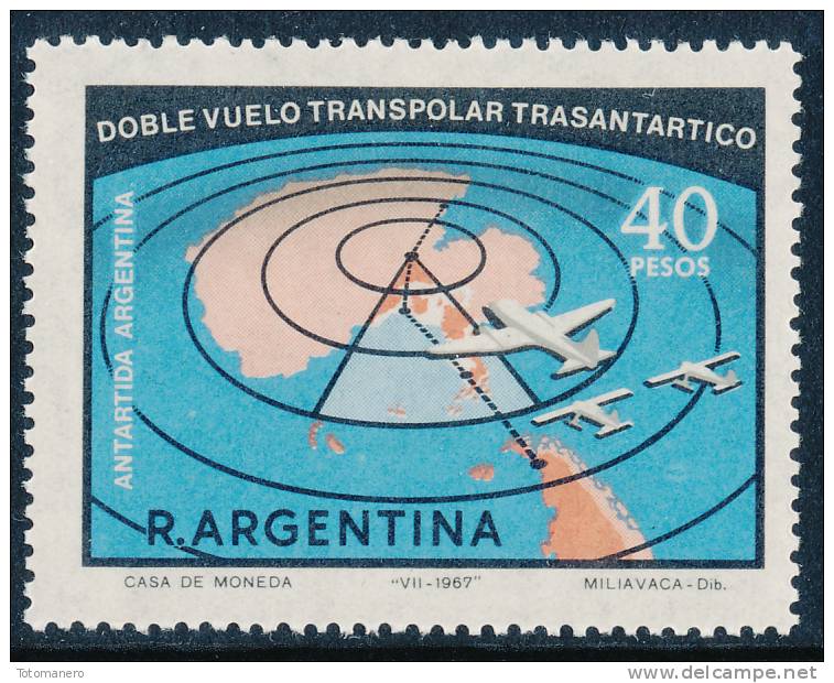 ARGENTINA ANTARTIDA 1967 Round Transantarctic Transpolar Flight 1v** - Polare Flüge