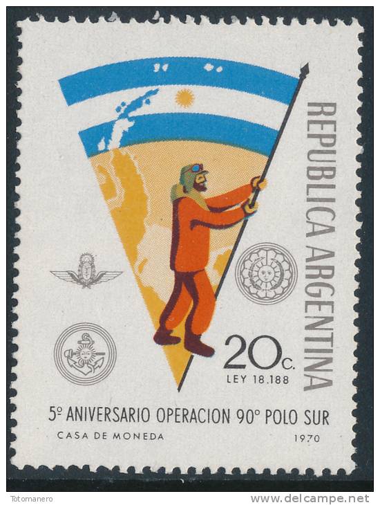 ARGENTINA ANTARTIDA 1970 5th Anniversary  Operation 90° South Pole 1v** - Antarktis-Expeditionen