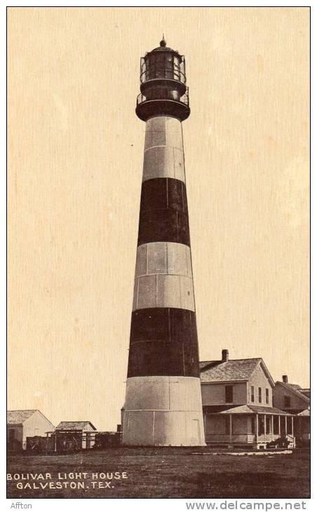 Bolivar Light House Galveston TX 1905 Postcard - Galveston
