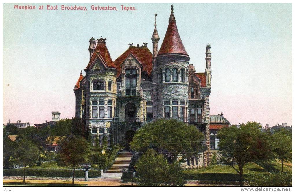 Mansion At East Broadway Galveston TX 1905 Postcard - Galveston