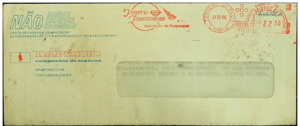 Portugal - Regular Advertising Iconic Meter Franking Cover 1986 Minerals Diamond Insurance - Minerals