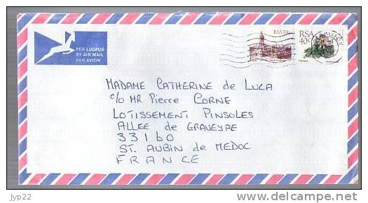 Lettre Cover Par Avion Via Air Mail De RSA Afrique Du Sud Pour La France - CAD ?ermistor 11-01-1990 / 2 Tp Ville & Fleur - Lettres & Documents