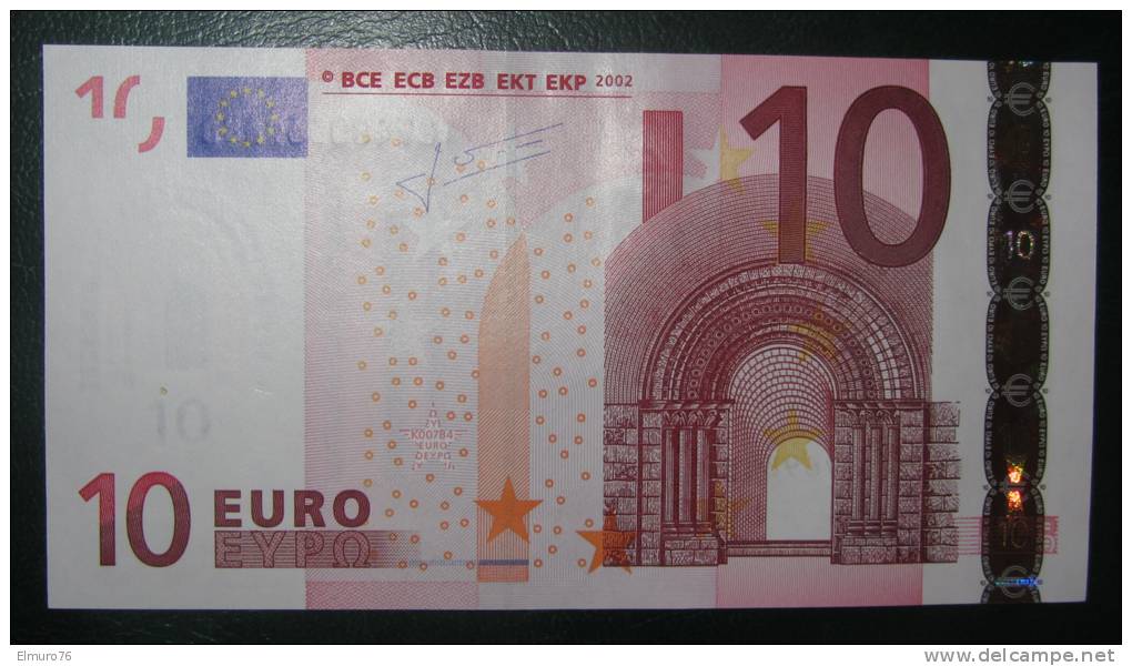 10 EURO K007I4 Ireland Serie T  Trichet Perfect UNC - 10 Euro