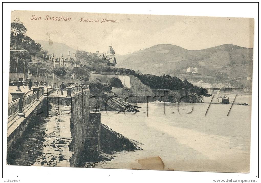 San Sébastian (Espagne, Pais Vasco)  : Palacio De Miramar Boulevard En Bord De Mer En 1910 (animé). - Sonstige & Ohne Zuordnung