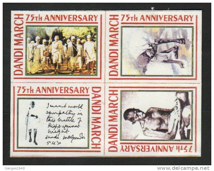 INDIA  2005  Mahatma Gandhi  Cindrella Labels X4  #  05004   Indien Inde - Erinnofilia