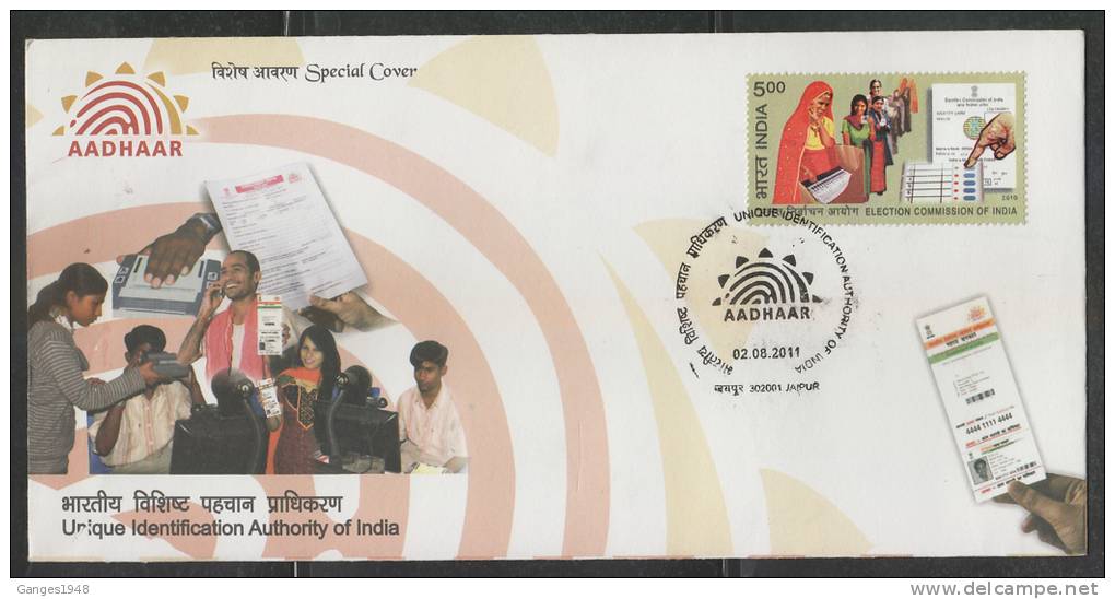 INDIA  2011  The Unique Identification Authority Of India  Special Cover  #  45226  Indien Inde - Covers & Documents