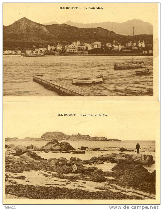 Lot De 2 Cartes De : Ile Rousse - Petit Môle ; Les Ilots Et Le Port - Autres & Non Classés