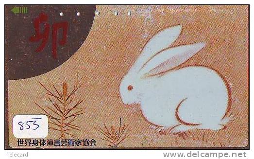 Télécarte Japon * LAPIN (855) RABBIT * PHONECARD JAPAN * KANINCHEN * KONIJN * CONEJO * TELEFONKARTE - Conigli