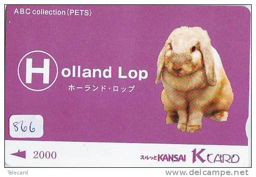 Carte Prépayée Japon * LAPIN (866) RABBIT * CARD JAPAN * KANINCHEN * KONIJN * CONEJO * KARTE  * HOLLAND LOP - Lapins