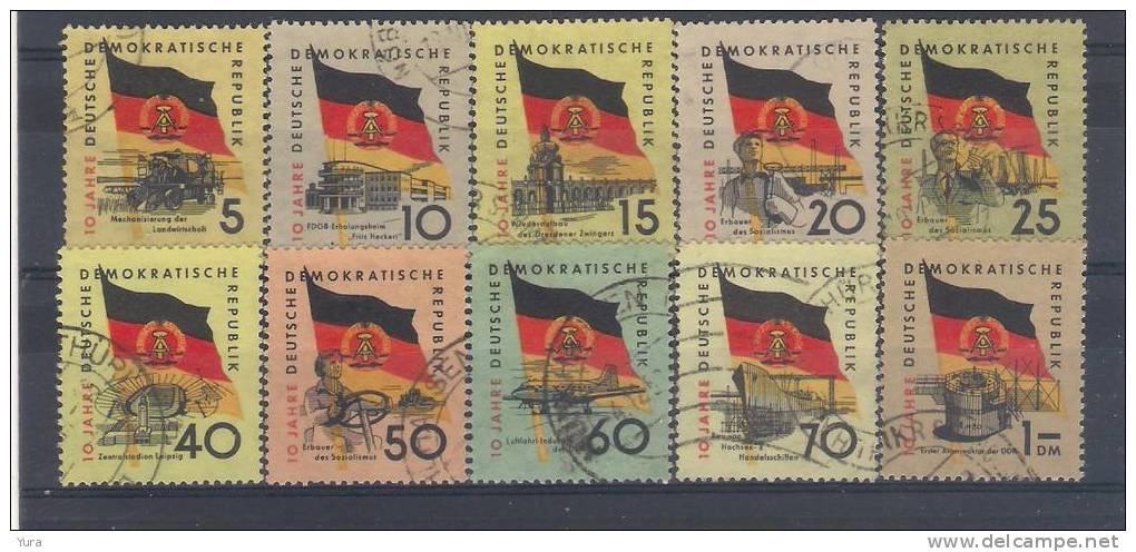 Lot 7 DDR 1959    Mi Nr 722/31  Flags  Used - Postzegels