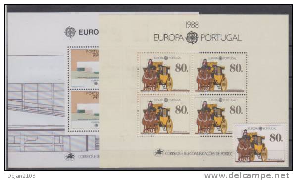 Portugal Europa Cept 2 Mini Sheets 1987,1988 MNH ** - Nuevos