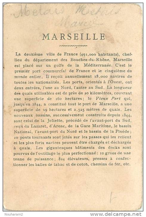 Chromos Réf. 761. Les Grands Ports Du Monde - Marseille - Autres & Non Classés