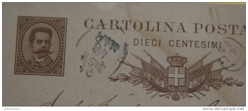 ITALIA 1880 - CARTOLINA POSTALE CENTESIMI 10 VIAGGIATA - Entiers Postaux