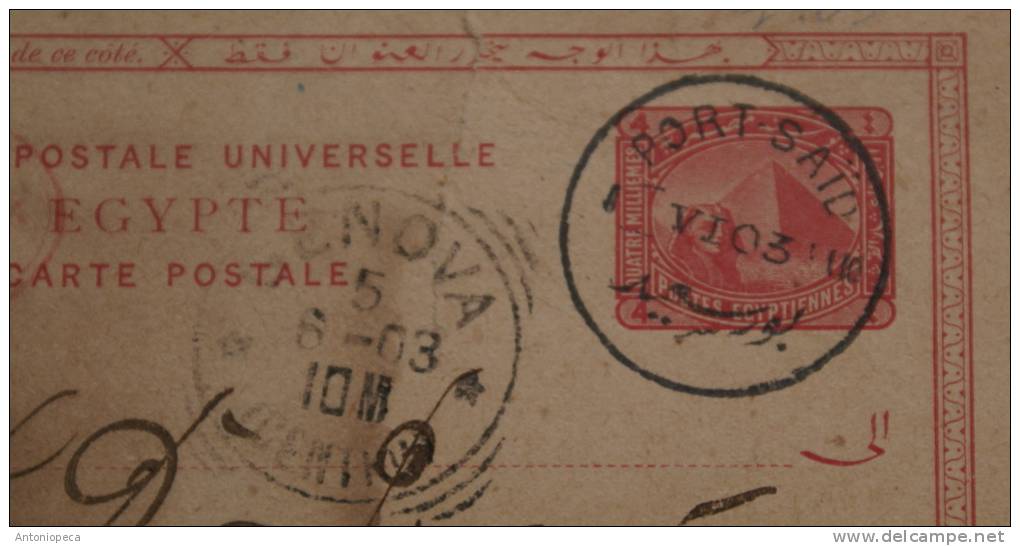 EGITTO 1903, CARTOLINA POSTALE VIAGGIATA - 1866-1914 Khedivate Of Egypt