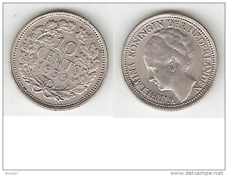 Netherlands 10 Cents 1939   Km 163    Unc - 10 Cent