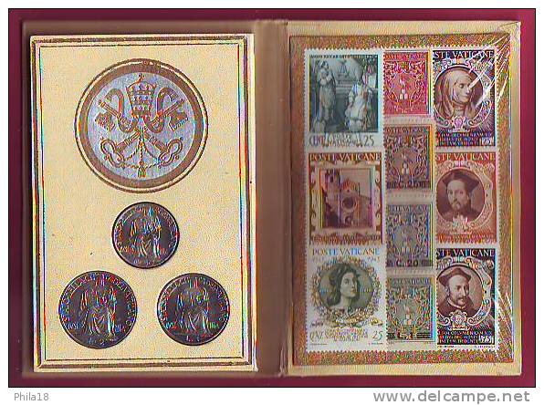 PHILATELIE LIVRET AVEC TIMBRES MONNAIES SOUVENIR CITTA DEL VATICANO 50 CENTISIMO 1 LIRE 2 LIRE 1942  PIE XII - Vatican