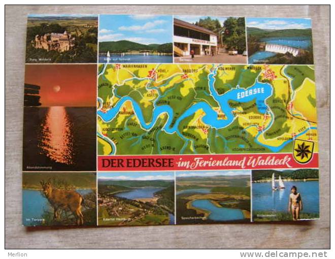 Der Edersee  - Ferienland Waldeck - Marienhagen - Vöhl - Buhlen   Map Karte     D99178 - Edersee (Waldeck)