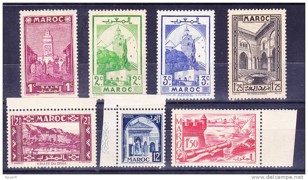 Maroc N°143A - 163 - 164 - 165 -  183 - 186 - 309 Neufs Sans Charniere    (7 Valeurs) - Unused Stamps