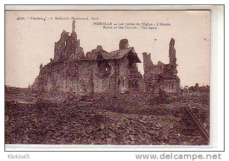 59 MERVILLE - Les Ruines De L'Eglise - L'Abside - Ruins Of He Church - The Apsis - Edit. Flandria A Biebuyck Hasebrouck - Merville