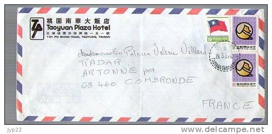 Lettre Cover Par Avion Via Air Mail De Chine TaiwanTaoyuan Plaza Hôtel Pour La France - CAD 29-03-1982 /  3 Tp - Lettres & Documents