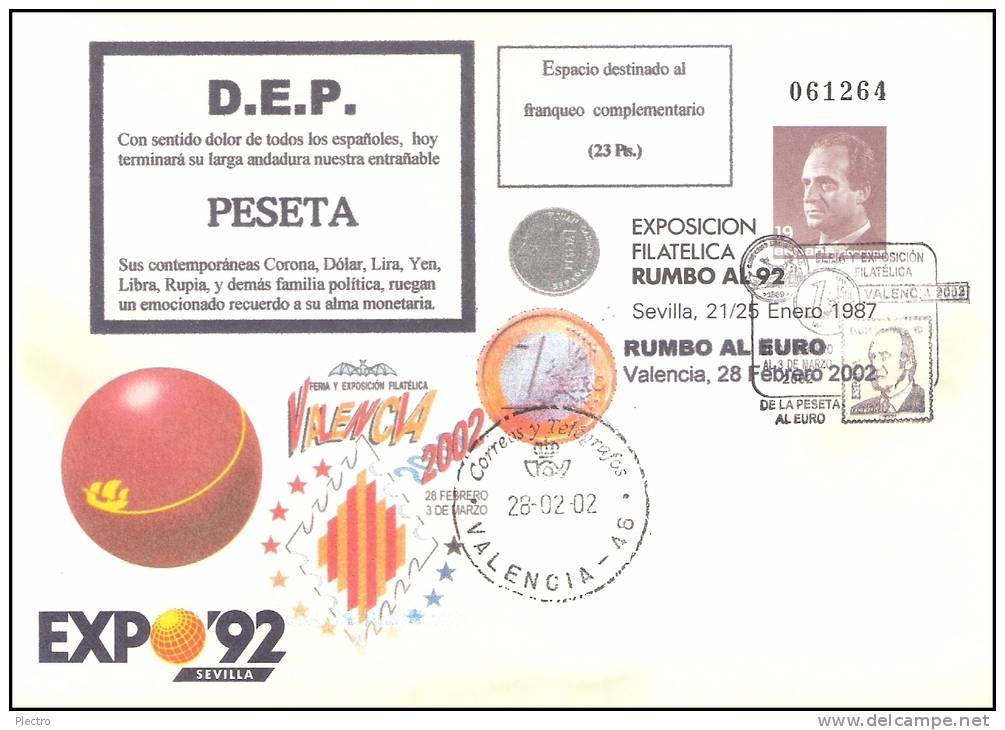 Sobre Entero Postal Edifil-6 Con Rara Sobreimpresión Privada 'ADIOS PESETA' - 1850-1931