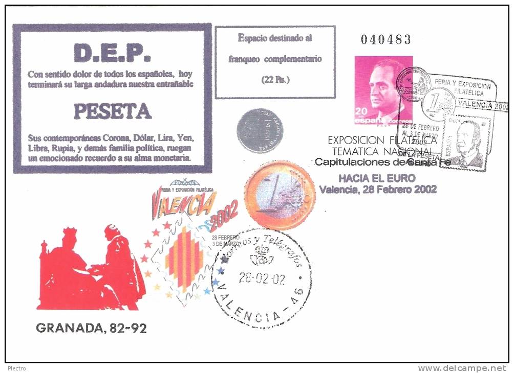 Sobre Entero Postal Edifil-8 Con Rara Sobreimpresión Privada 'ADIOS PESETA' - 1850-1931