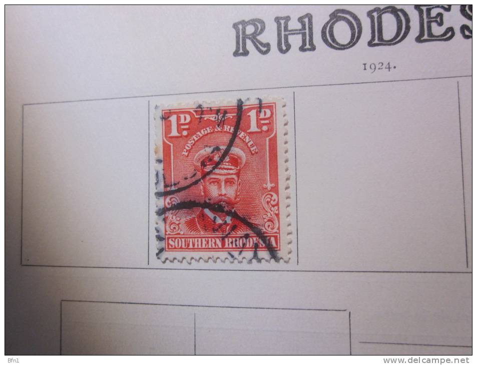 COLLECTION TIMBRES GRANDE BRETAGNE RHODESIE DU SUD DEBUT 1924 OBLITERE  AVEC CHARNIERE - Rhodésie Du Sud (...-1964)